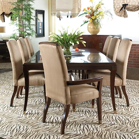 Dining Room Table with Satin-Gold Metal Foot Caps